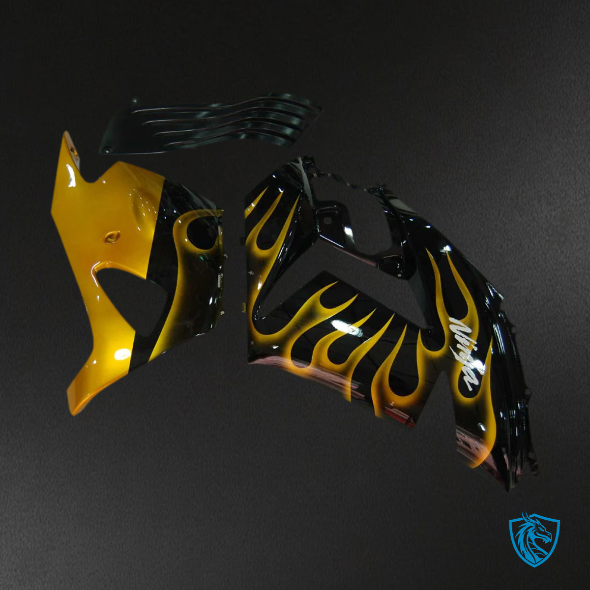 Kawasaki ZX14R (2006-2011) Black & Yellow Flame - Fairing Kit