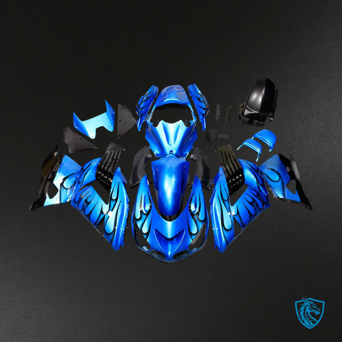 Kawasaki ZX14R (2006-2011) Blue & Black Flame - Fairing Kit