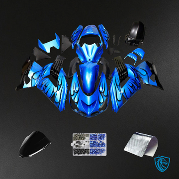 Kawasaki ZX14R (2006-2011) Blue & Black Flame - Fairing Kit