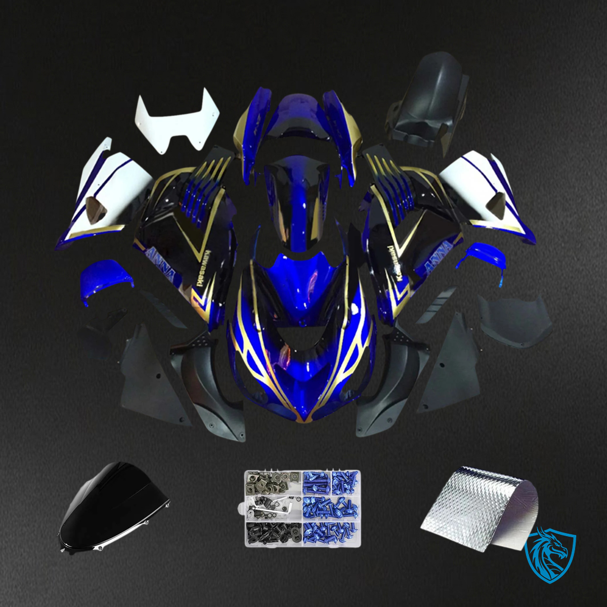 Kawasaki ZX14R (2006-2011) Blue & Black - Fairing Kit
