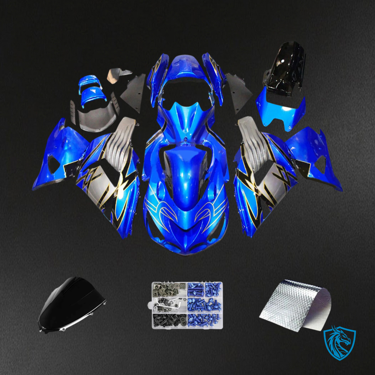 Kawasaki ZX14R (2006-2011) Blue & Gray - Fairing Kit