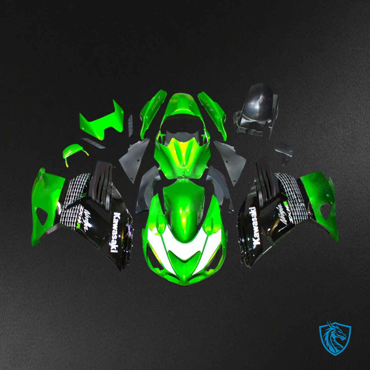 Kawasaki ZX14R (2006-2011) Black & Green - Fairing Kit
