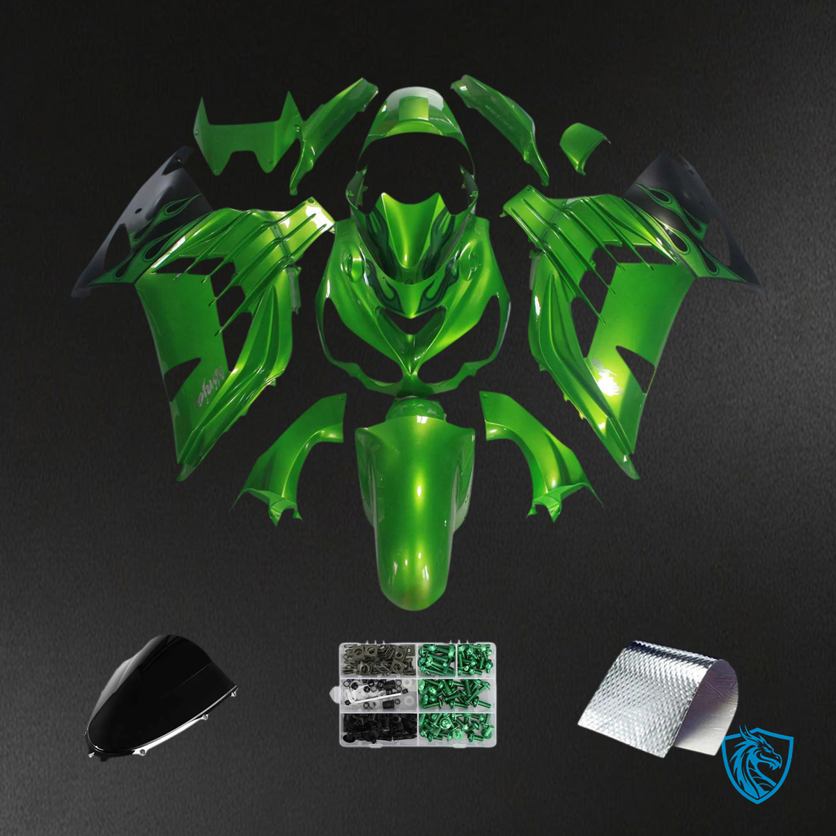 Kawasaki ZX14R (2006-2011) Green & Black - Fairing Kit