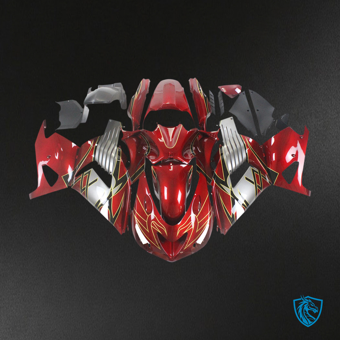 Kawasaki ZX14R (2006-2011) Red & Gray - Fairing Kit