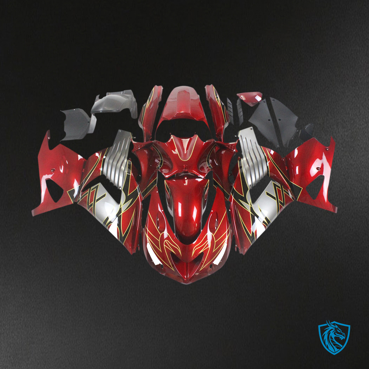 Kawasaki ZX14R (2006-2011) Red & Gray - Fairing Kit