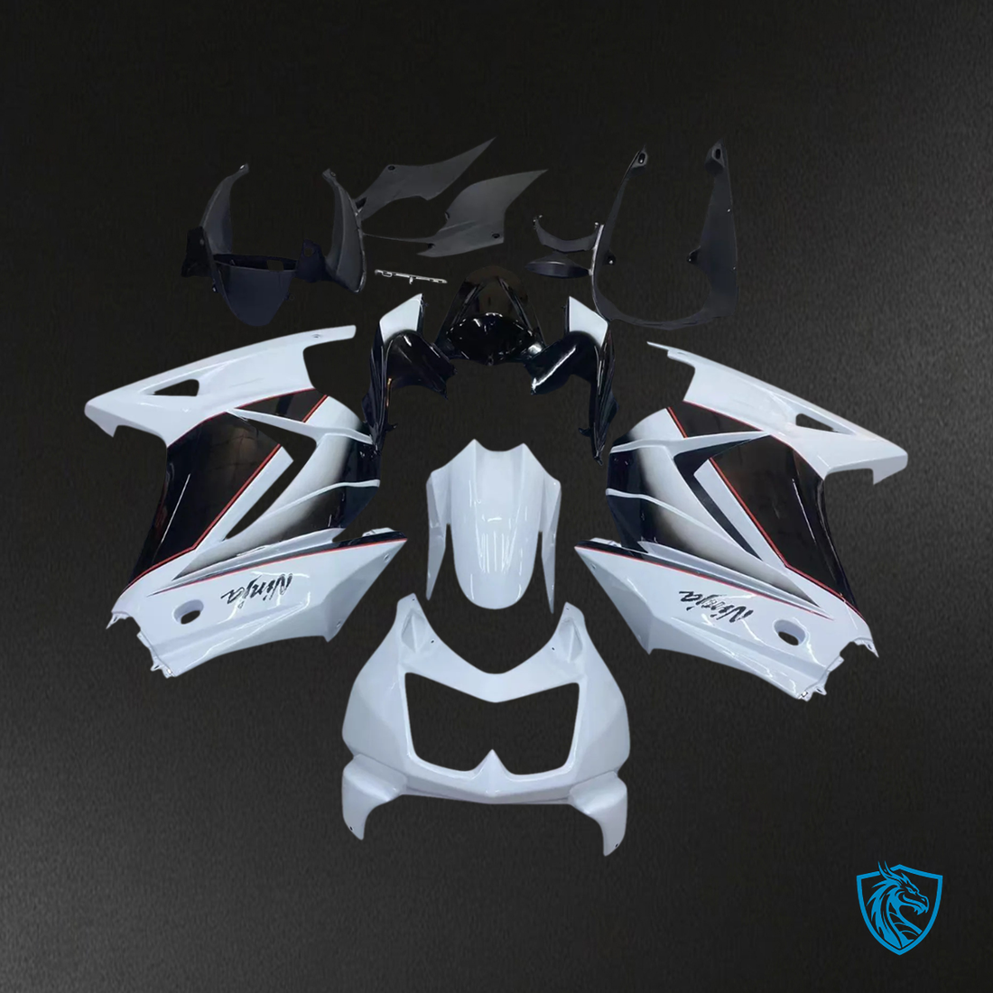 Kawasaki ZX250 (2008-2012) White & Black - Fairing Kit