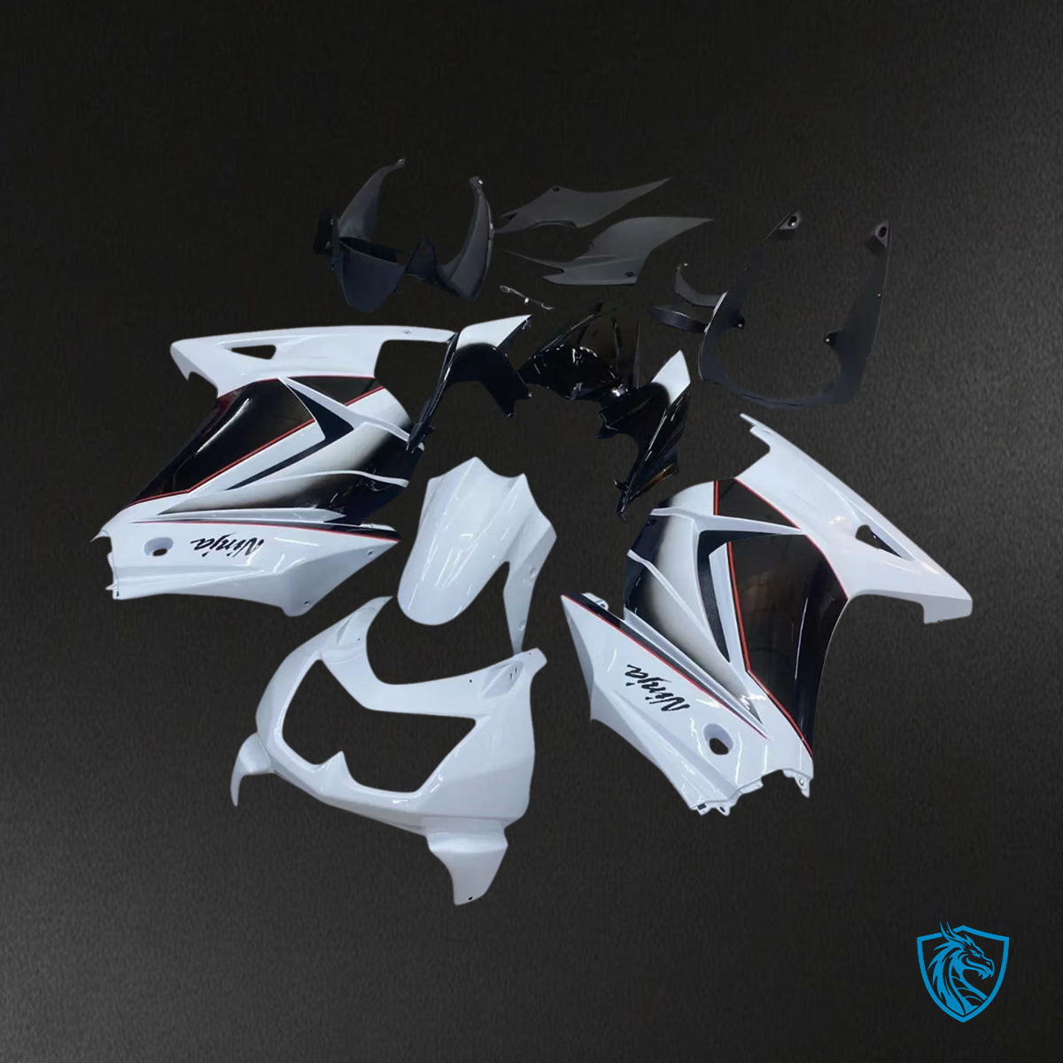 Kawasaki ZX250 (2008-2012) White & Black - Fairing Kit