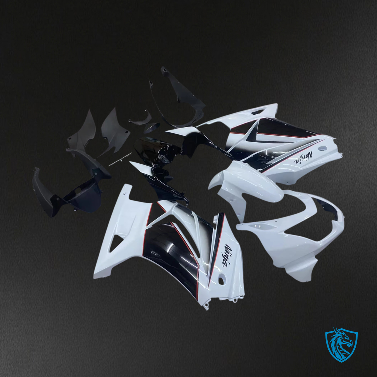 Kawasaki ZX250 (2008-2012) White & Black - Fairing Kit