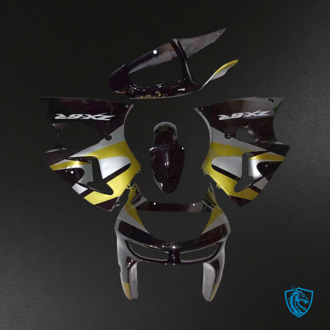 Kawasaki ZX6R (1998-1999) Black Gold & Silver - Fairing Kit