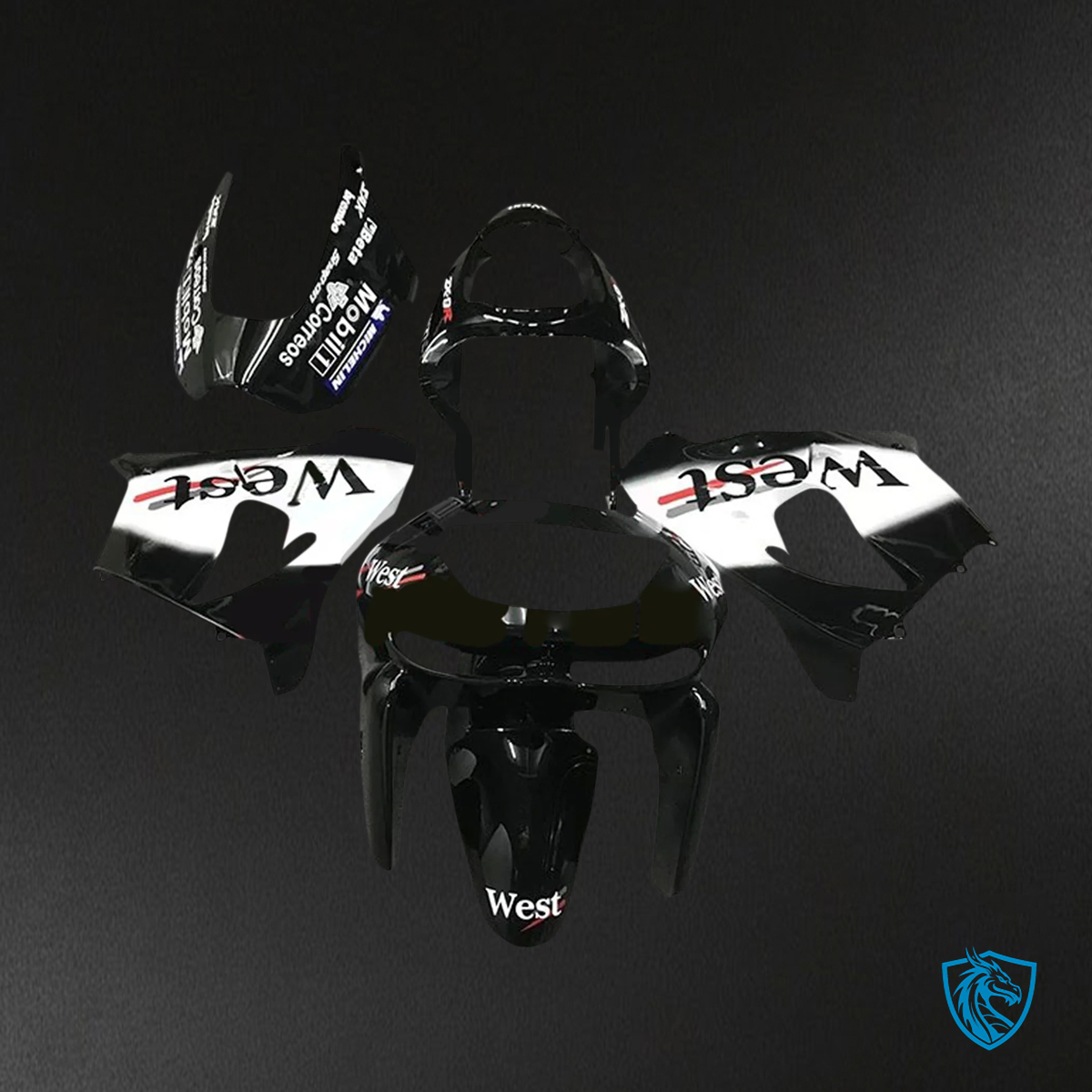Kawasaki ZX6R (1998-1999) Black & White - Fairing Kit