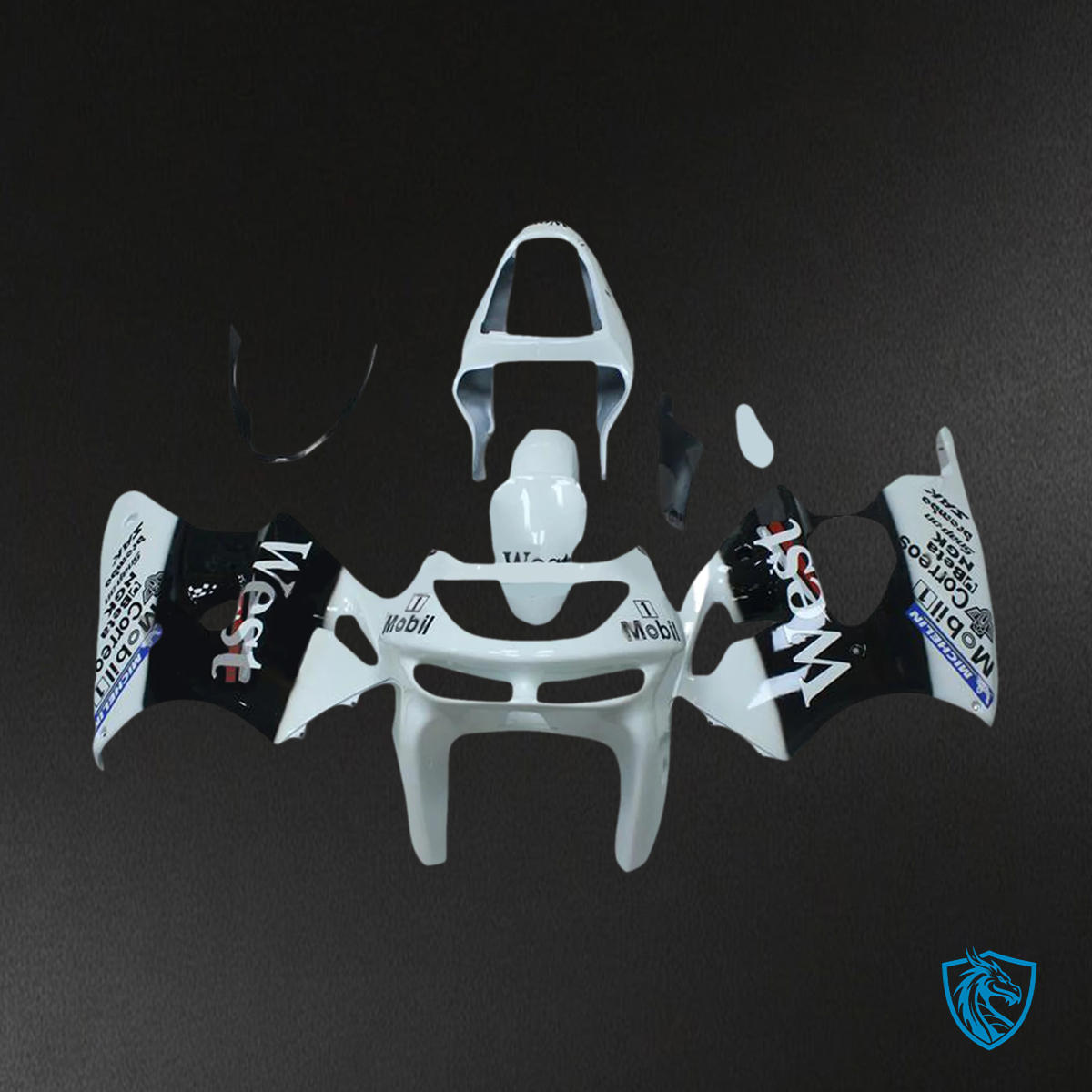 Kawasaki ZX6R (1998-1999) Black & White - Fairing Kit