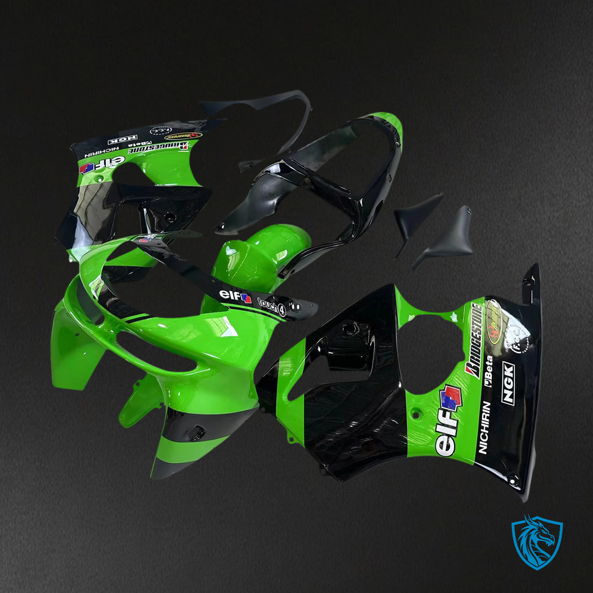 Kawasaki ZX6R (1998-1999) Green & Black - Fairing Kit