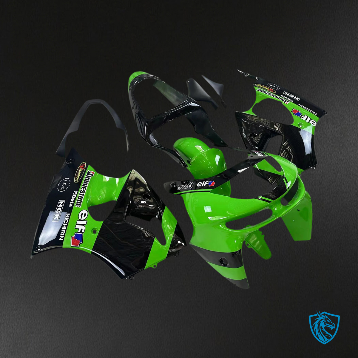 Kawasaki ZX6R (1998-1999) Green & Black - Fairing Kit