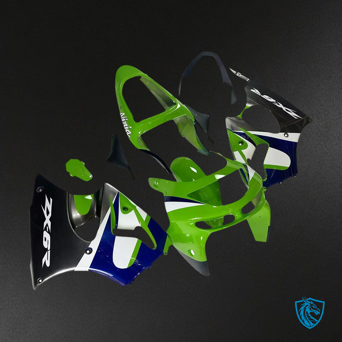 Kawasaki ZX6R (1998-1999) Green, Blue & Black - Fairing Kit
