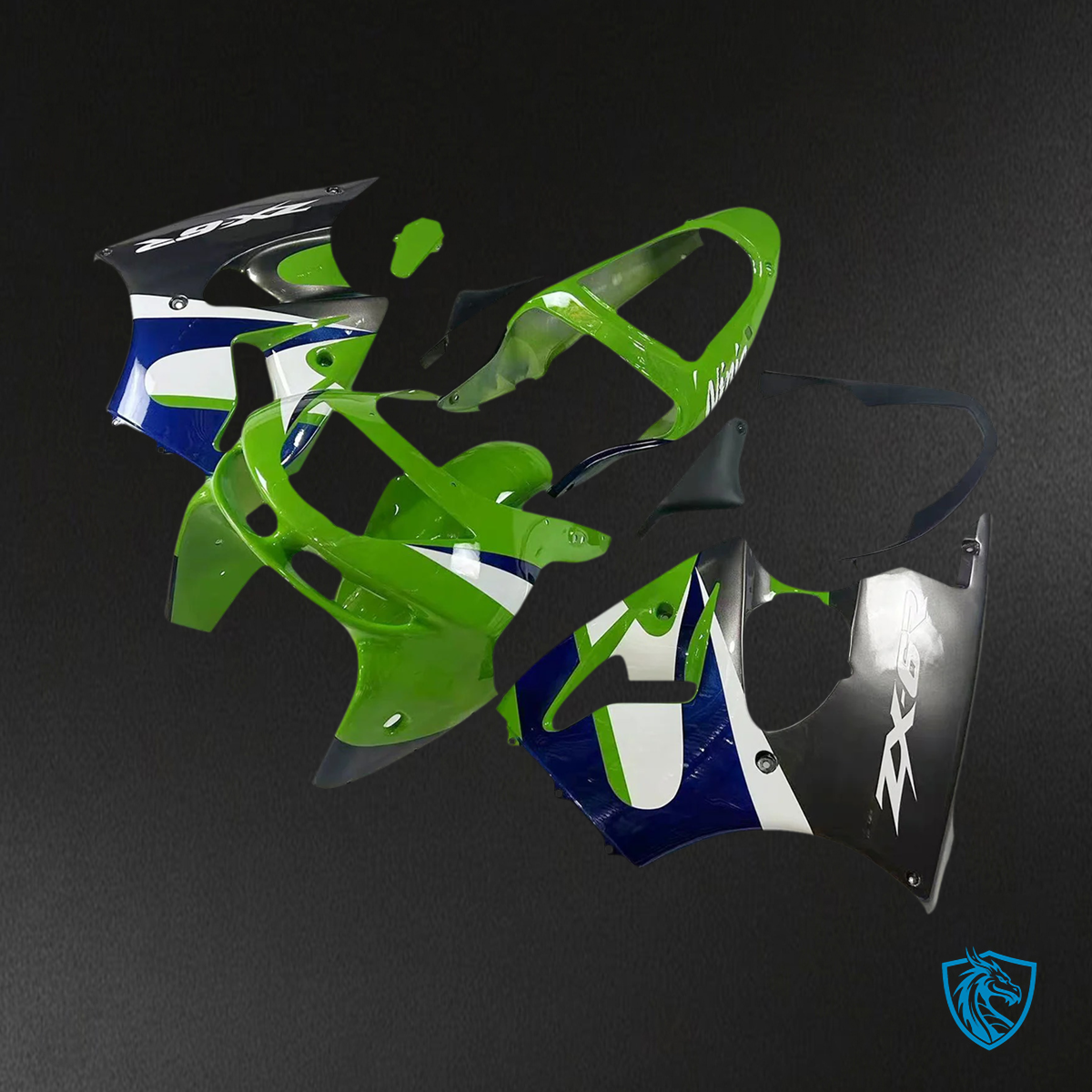 Kawasaki ZX6R (1998-1999) Green, Blue & Black - Fairing Kit