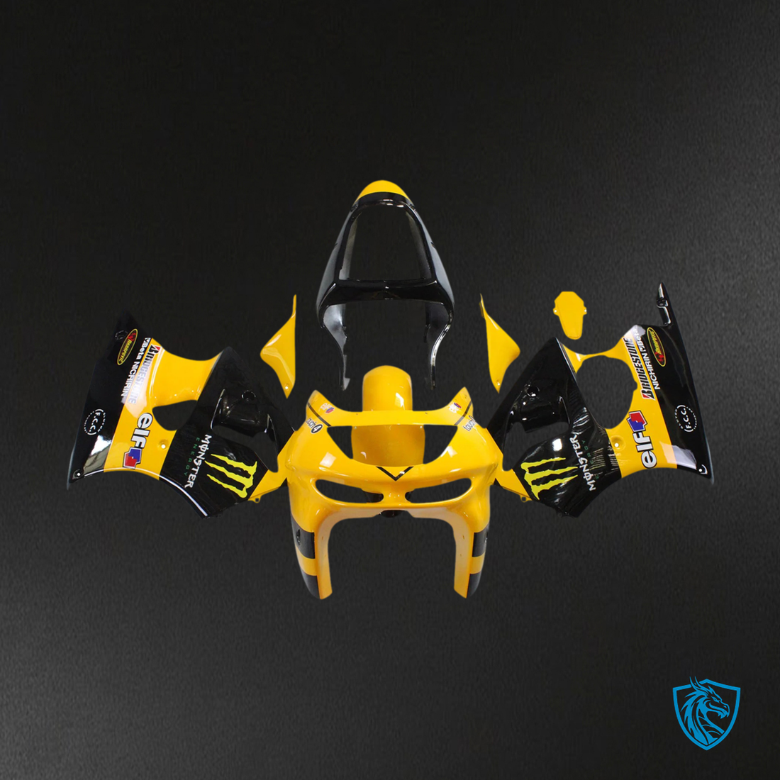 Kawasaki ZX6R (1998-1999) Yellow & Black - Fairing Kit