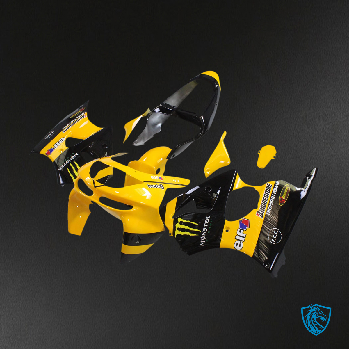 Kawasaki ZX6R (1998-1999) Yellow & Black - Fairing Kit