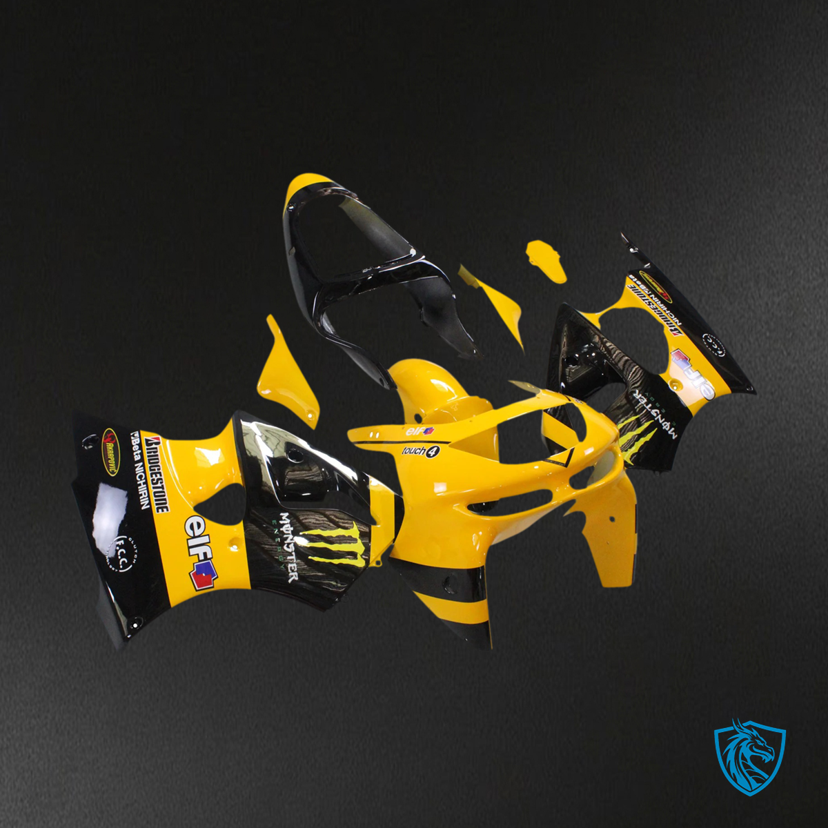 Kawasaki ZX6R (1998-1999) Yellow & Black - Fairing Kit