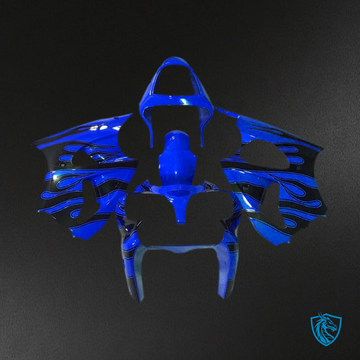 Kawasaki ZX6R (2000-2002) Blue & Black Flame Fairing Kit - Aftermarket ABS Bodywork