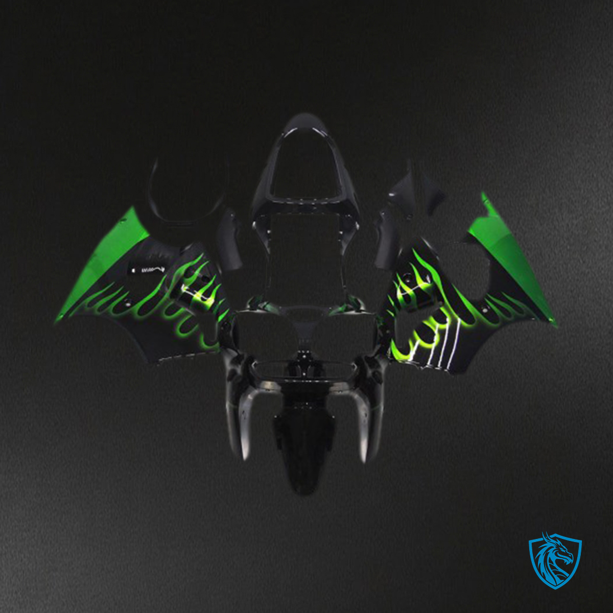 Kawasaki ZX6R (2000-2002) Green Glossy Flame Uni - Fairing Kit | ABS Bodywork
