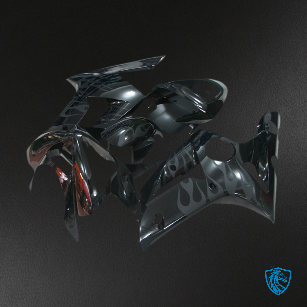 Kawasaki ZX6R (2003-2004) Black Flame Motorcycle - Custom ABS Fairing Kit