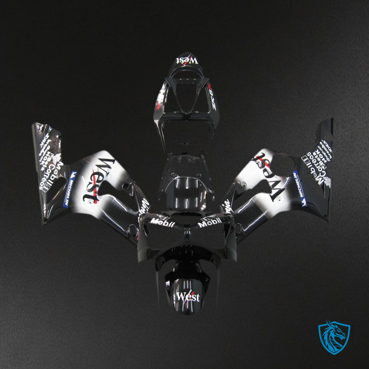 Kawasaki ZX6R (2003-2004) Black & White Fairing - Kit
