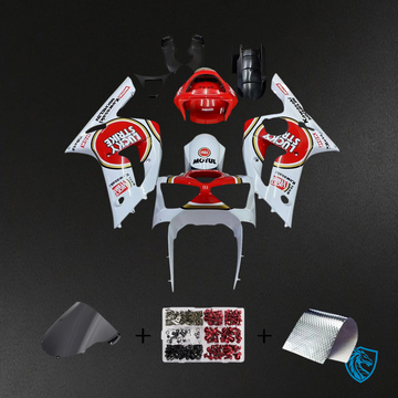 Kawasaki ZX6R (2003-2004) White & Red Fairing - Kit