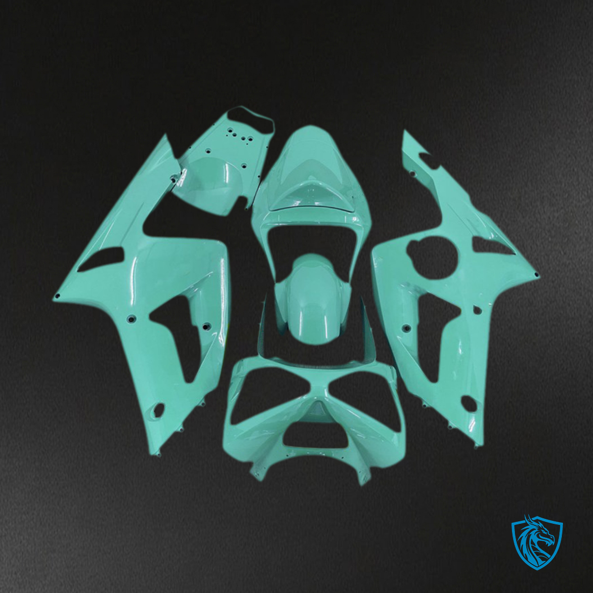 Kawasaki ZX6R (2003-2004) Tiffany Blue Cyan Plain - MERGEment Motorcycle Fairings Kit