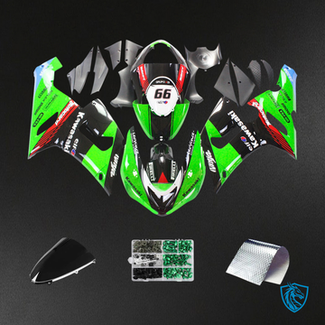 Kawasaki ZX6R (2005-2006) Black & Green - Fairing Kit