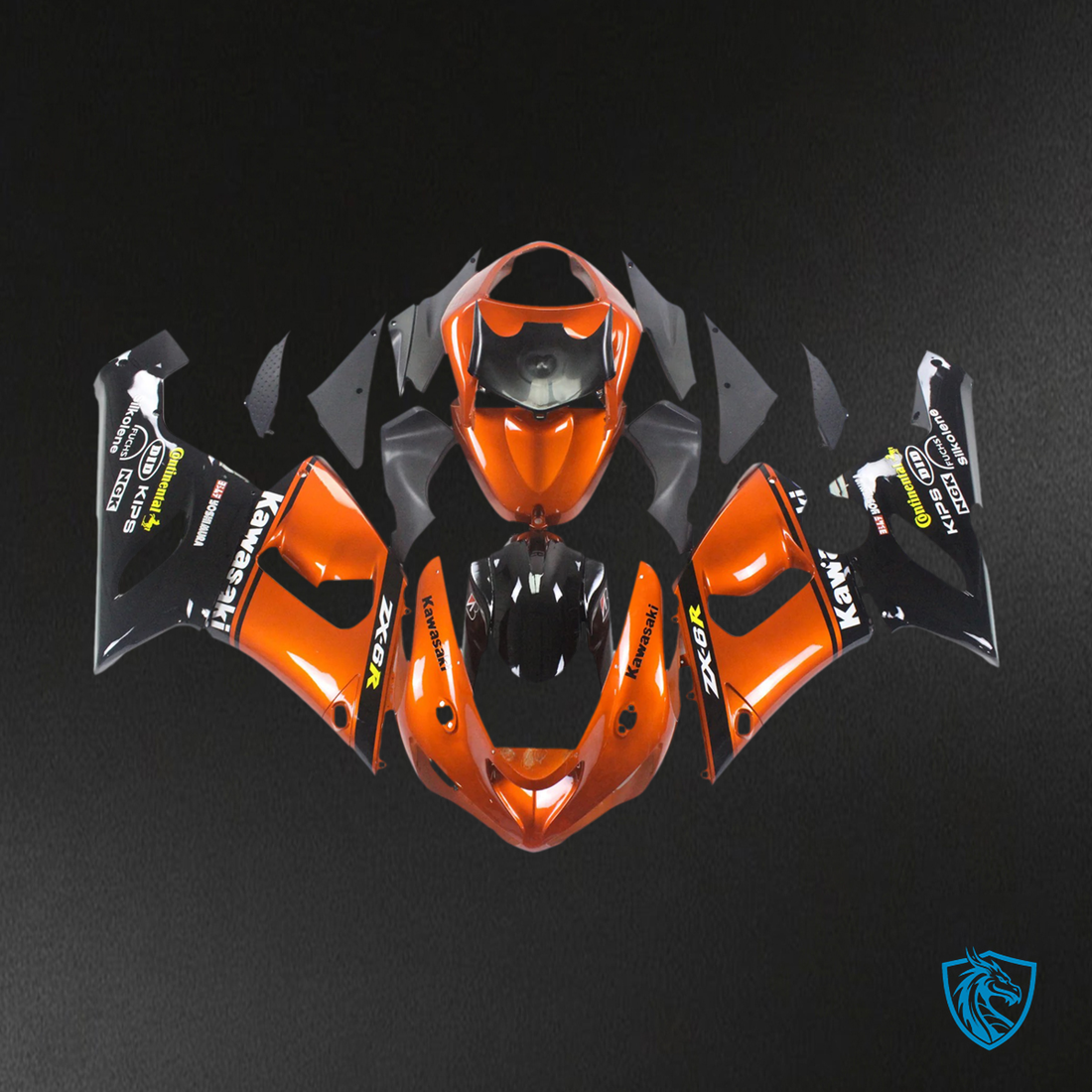 Kawasaki ZX6R (2005-2006) Black & Orange Mix - Fairing Kit