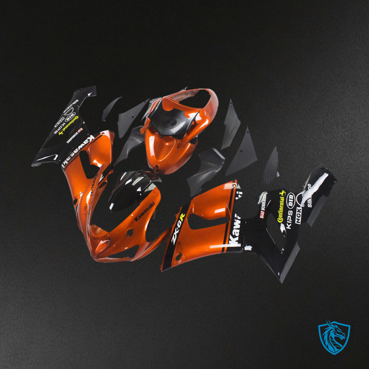 Kawasaki ZX6R (2005-2006) Black & Orange Mix - Fairing Kit