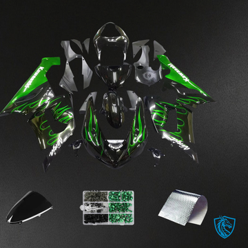 Kawasaki ZX6R (2005-2006) Green & Black - Fairing Kit
