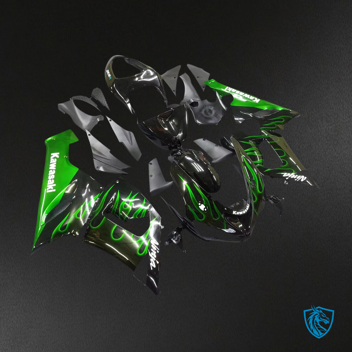 Kawasaki ZX6R (2005-2006) Green & Black - Fairing Kit