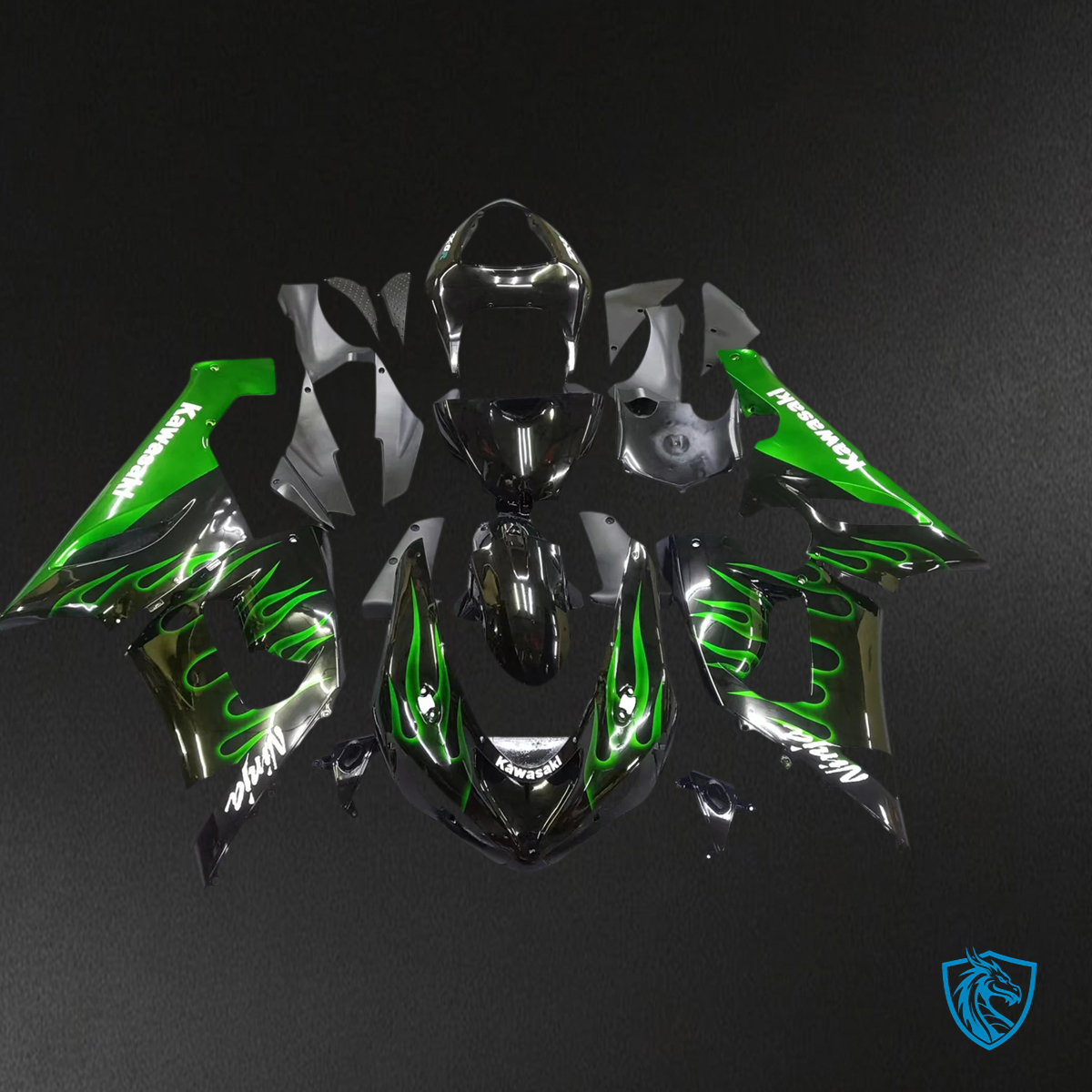 Kawasaki ZX6R (2005-2006) Green & Black - Fairing Kit