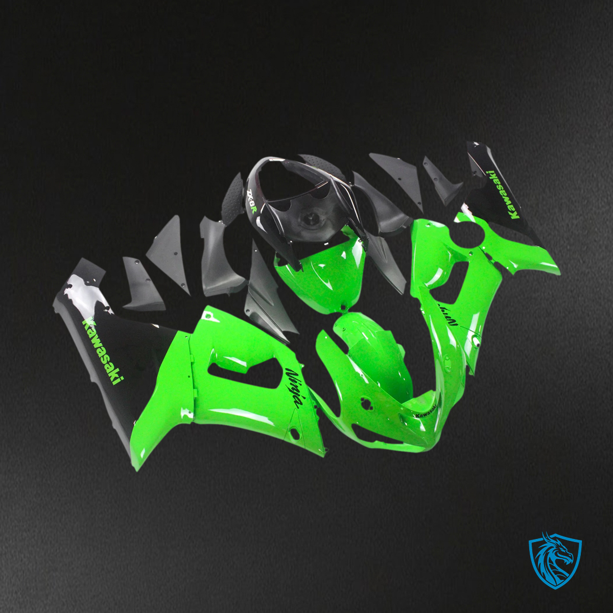 Kawasaki ZX6R (2005-2006) Green & Black - Fairing Kit