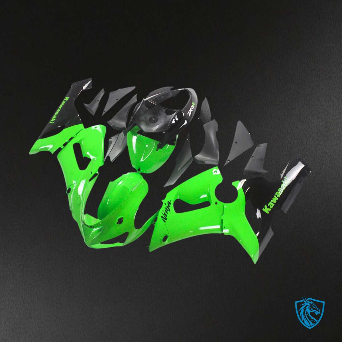 Kawasaki ZX6R (2005-2006) Green & Black - Fairing Kit