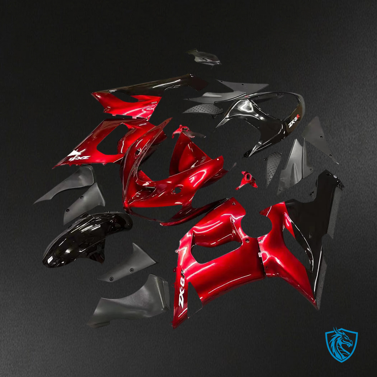 Kawasaki ZX6R (2005-2006) Red & Black - Fairing Kit