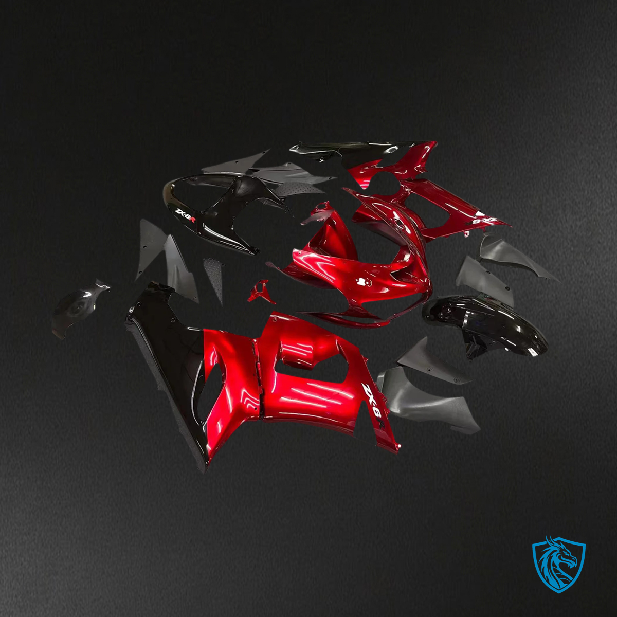 Kawasaki ZX6R (2005-2006) Red & Black - Fairing Kit