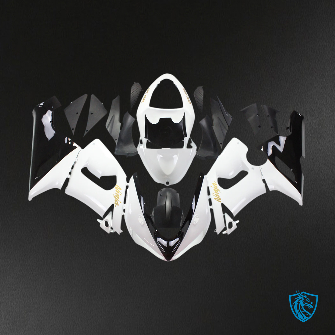 Kawasaki ZX6R (2005-2006) White & Black - Fairing Kit
