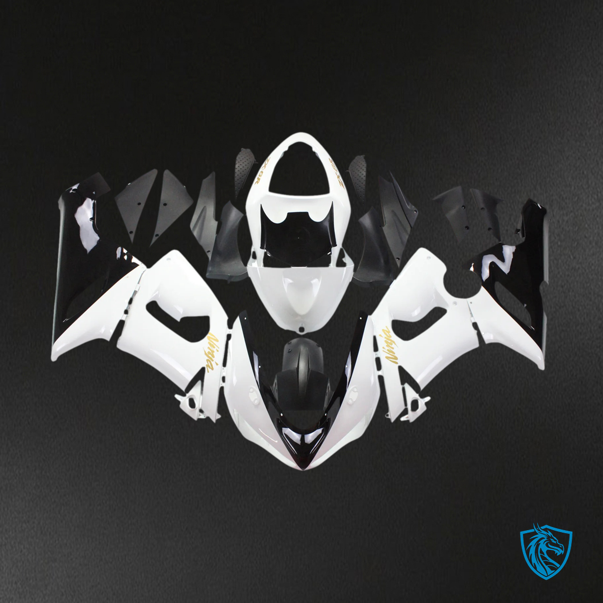 Kawasaki ZX6R (2005-2006) White & Black - Fairing Kit
