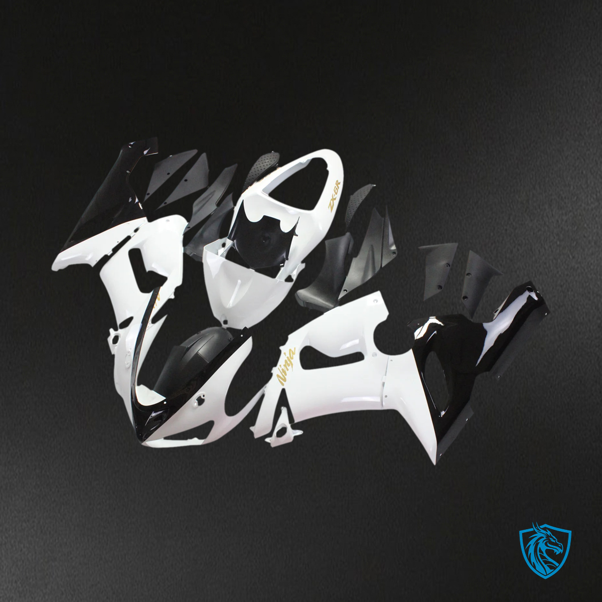 Kawasaki ZX6R (2005-2006) White & Black - Fairing Kit
