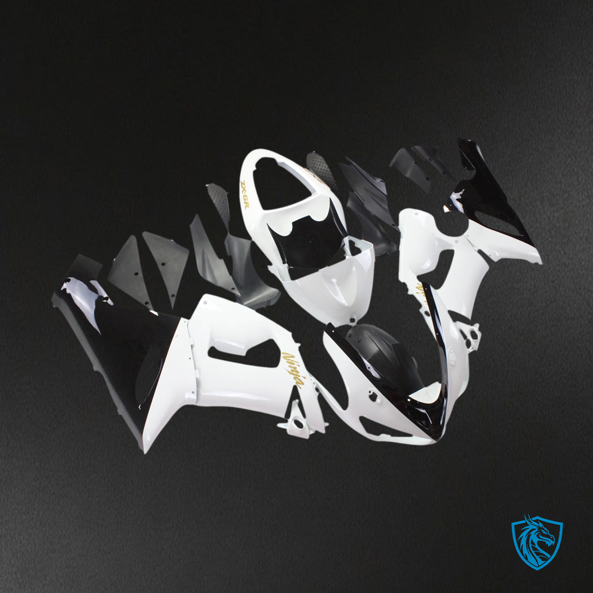 Kawasaki ZX6R (2005-2006) White & Black - Fairing Kit