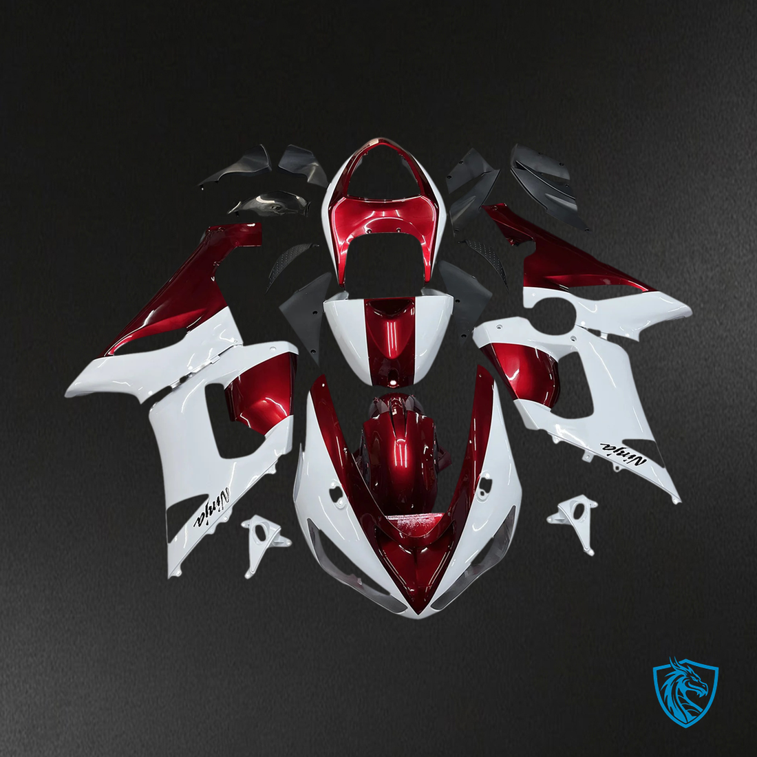 Kawasaki ZX6R (2005-2006) White & Red - Fairing Kit