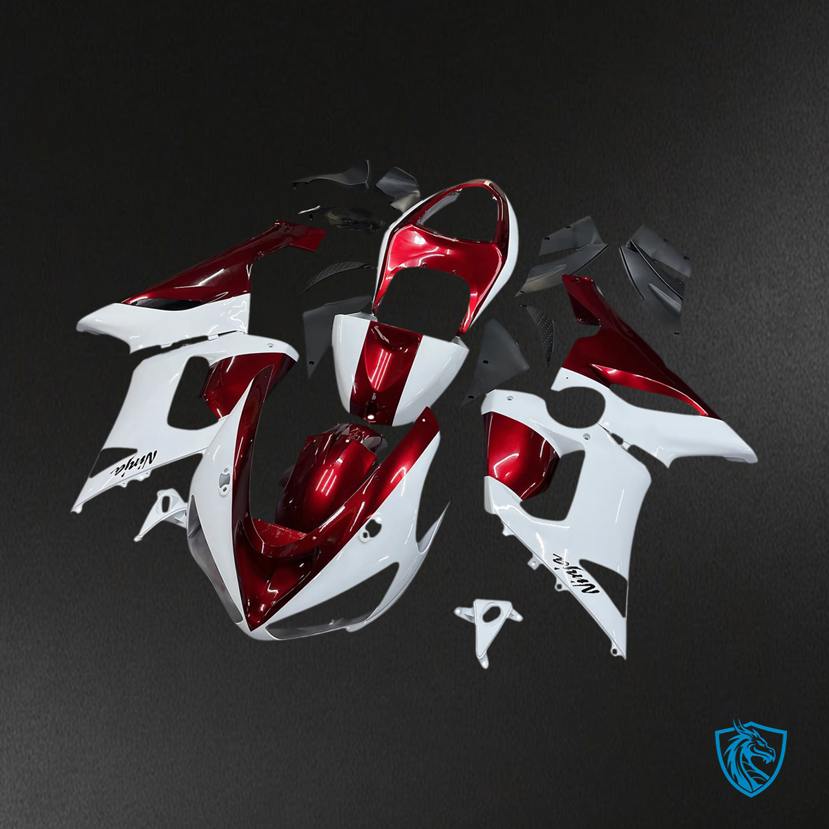 Kawasaki ZX6R (2005-2006) White & Red - Fairing Kit