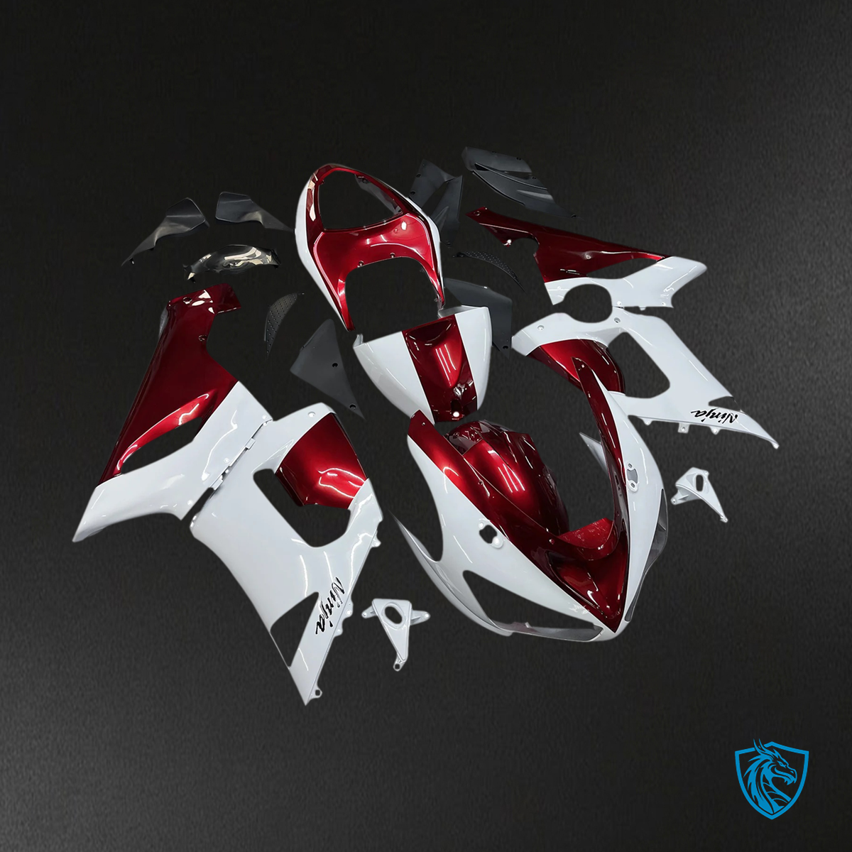 Kawasaki ZX6R (2005-2006) White & Red - Fairing Kit