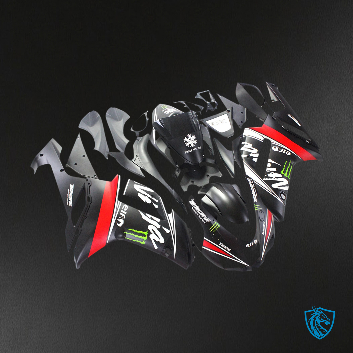 Kawasaki ZX6R (2007-2008) Black & Red Claw - Fairing Kit