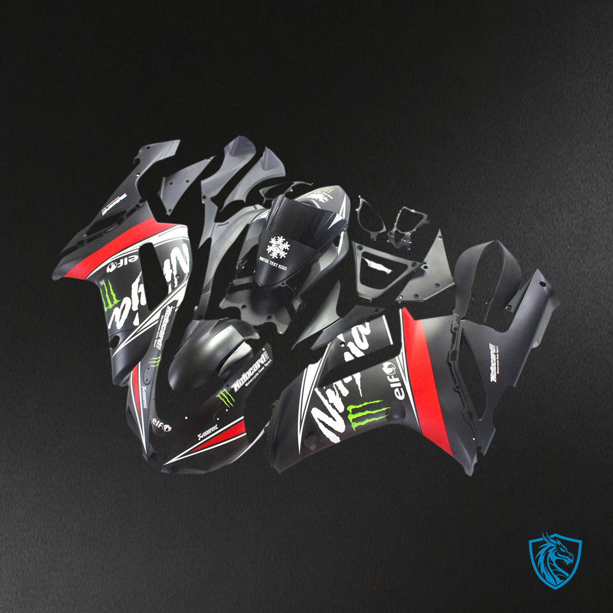 Kawasaki ZX6R (2007-2008) Black & Red Claw - Fairing Kit