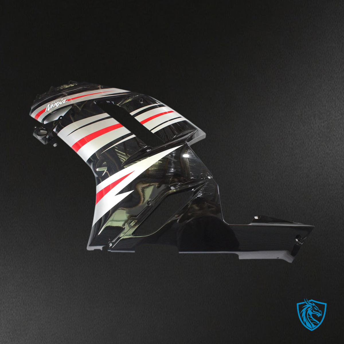 Kawasaki ZX6R (2007-2008) Black, Sliver & Red - Fairing Kit
