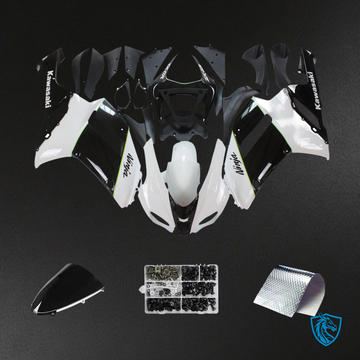 Kawasaki ZX6R (2007-2008) Black & White - Fairing Kit