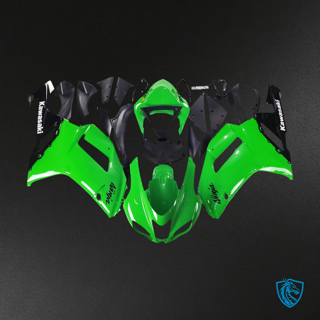 Kawasaki ZX6R (2007-2008) Green & Black - Fairing Kit